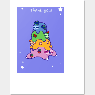 "Thank You" Fruit Sloth Stack Posters and Art